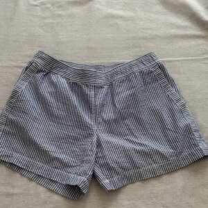 Seersucker Striped Blue and White Women's Shorts